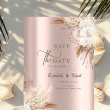 Chique Boho Bloemen Roze Goud Trouw Save The Date
