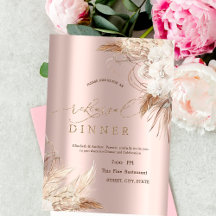 Chique Boho Bloemen Roze Gouden Oefenavondeten