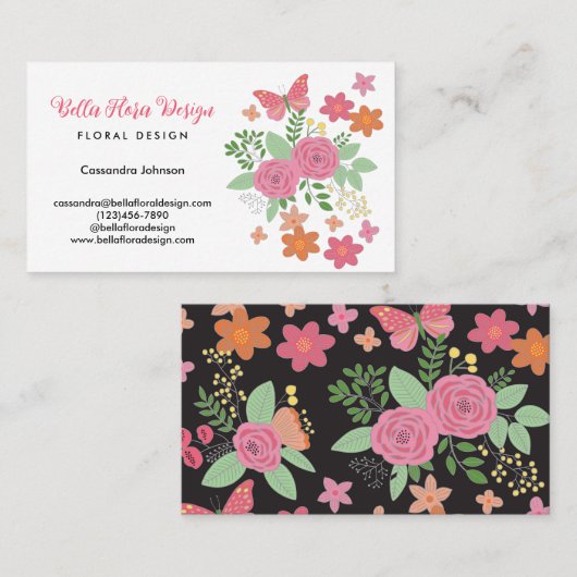 Chique Boho bloemenboeket ontwerp Visitekaartje (Voorkant / Achterkant)