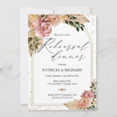 Chique Boho Bloemenbruiloft repetitie diner Kaart (Voorkant)