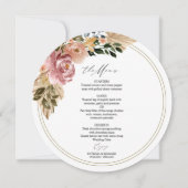 Chique Boho Bloemencirkel Bruiloft Menu Kaart (Voorkant)