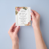 Chique Boho Bloemige Huwelijksuitnodigingen met ee Flyer (Hand)