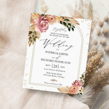 Chique Boho Bloemige Huwelijksuitnodigingen met ee