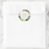 Chique Boho Blush Groene Tropische Palmbladeren St Ronde Sticker (Tas)