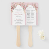 Chique Boho boogblush pioenrozen pampas grass prog Handwaaier (Voorkant en achterkant)