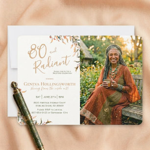 Chique Boho Botanische 80e Verjaardag Mijlpaal Fot Kaart