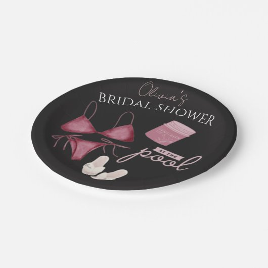 Chique boho bruidsfeest zwembadfeest papieren bordje (Gekanteld)