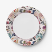 Chique Boho Bruiloft Blush Roze op Roze Papieren Bordje (Voorkant)