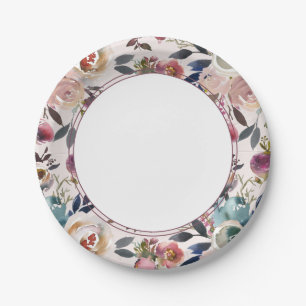 Chique Boho Bruiloft Blush Roze op Roze Papieren Bordje