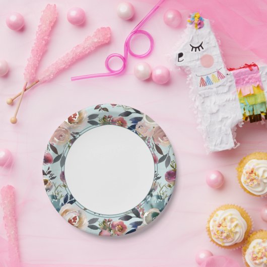 Chique Boho Bruiloft Blush Roze op Sage Groen Papieren Bordje (Feest)