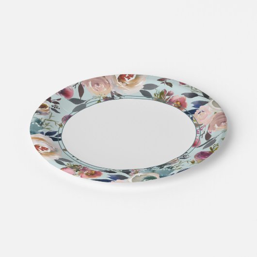 Chique Boho Bruiloft Blush Roze op Sage Groen Papieren Bordje (Gekanteld)