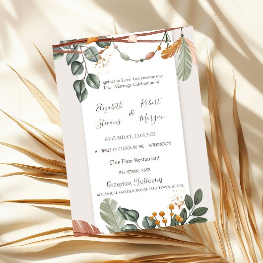 Chique Boho Bruiloft Kaart