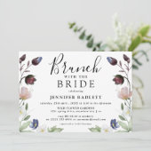 Chique Boho Bruiloft Wilde Bloemen Bruids Brunch Kaart (Staand voorkant)