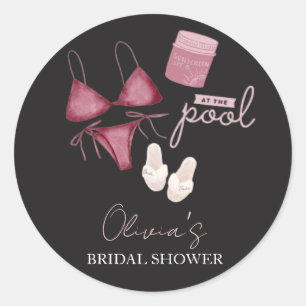 Chique boho bruiloft zwembadfeest  ronde sticker