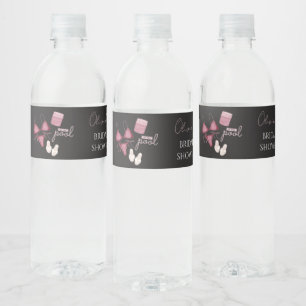 Chique boho bruiloft zwembadfeest waterfles etiket