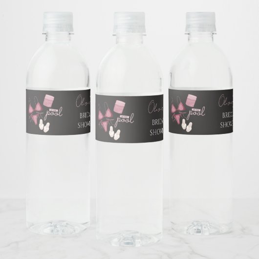 Chique boho bruiloft zwembadfeest waterfles etiket (Flessen)