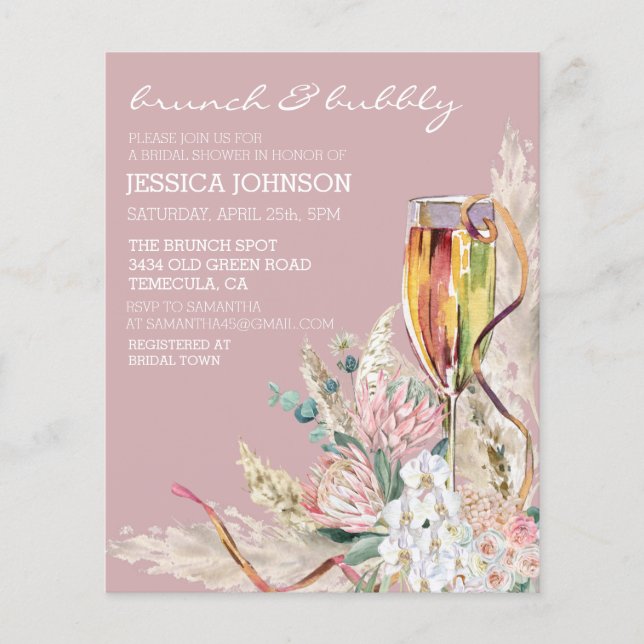 Chique Boho Champagne Brunch Bruisende Bruidsfeest (Voorkant)