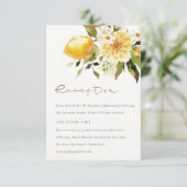Chique Boho citroen geel bloemenbruiloft receptie Informatiekaartje (Staand voorkant)