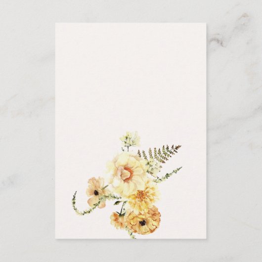 Chique Boho citroen geel bloemenbruiloft receptie Informatiekaartje (Achterkant)