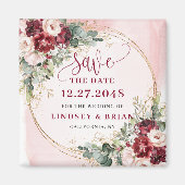 Chique Boho Dieprode Blush Goud Save the Date-magn Magneet (Voorkant)