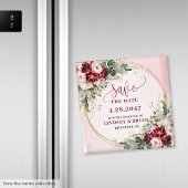 Chique Boho Dieprode Blush Goud Save the Date-magn Magneet