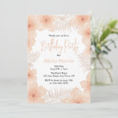 Chique Boho Dusty Blush Bloem Palm Leaf Verjaardag Kaart (Staand voorkant)