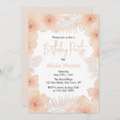 Chique Boho Dusty Blush Bloem Palm Leaf Verjaardag Kaart (Voorkant / Achterkant)