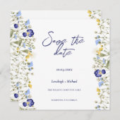 Chique boho eenvoudige wilde bloemen bruiloft Save Save The Date (Voorkant / Achterkant)