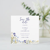 Chique boho eenvoudige wilde bloemen bruiloft Save Save The Date (Staand voorkant)