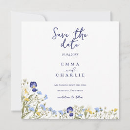 Chique boho eenvoudige wilde bloemen bruiloft Save Save The Date