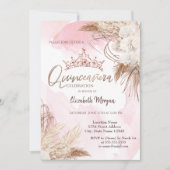 Chique Boho Flowers, Kroon, Waterverf Quinceañera Kaart (Voorkant)