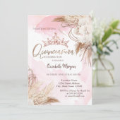 Chique Boho Flowers, Kroon, Waterverf Quinceañera Kaart (Staand voorkant)