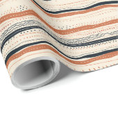 Chique Boho inheemse etnische geometrische marine  Cadeaupapier (Rol Hoek)