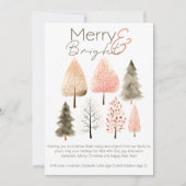 Chique Boho Kerst Pastel Hand-getrokken Bomen Foto Feestdagenkaart (Voorkant)