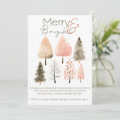 Chique Boho Kerst Pastel Hand-getrokken Bomen Foto Feestdagenkaart (Staand voorkant)
