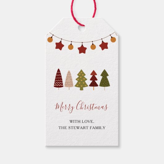 Chique Boho Kerstboom Moderne vakantie Cadeaulabel (Voorkant)