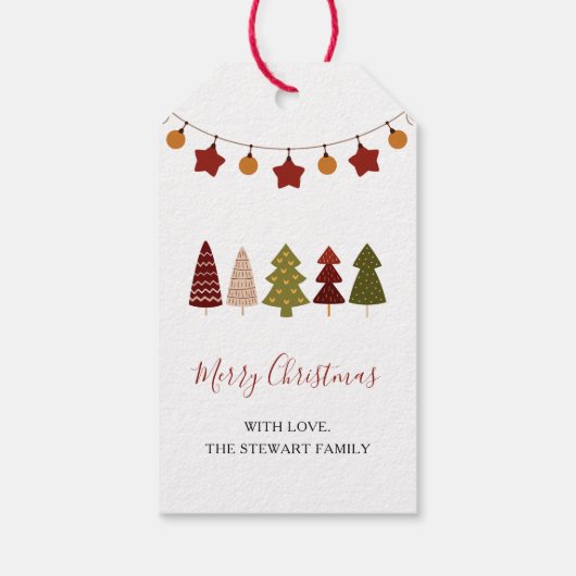 Chique Boho Kerstboom Moderne vakantie Cadeaulabel (Achterkant)