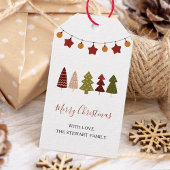 Chique Boho Kerstboom Moderne vakantie Cadeaulabel