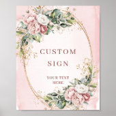 Chique Boho Licht Roze Bloemstuk Aangepast Bord Poster (Voorkant)
