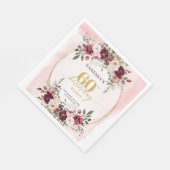 Chique Boho Maroon Rozen 60e Verjaardag Servetten (Hoek)