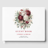 Chique Boho Marsala Bloemen Groene Gastenboek (Voorkant)