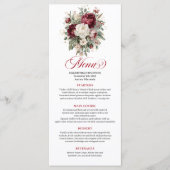 Chique Boho Marsala Bloemen Groene Menukaart (Voorkant)