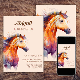 Chique Boho Paard Beige Bruin Pony Verjaardagsfees Kaart