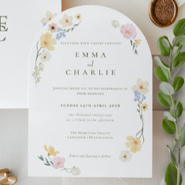 Chique Boho Pastel Wilde Bloemen Lente Zomer Bruil Kaart