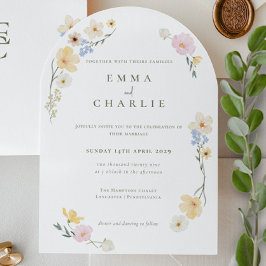 Chique Boho Pastel Wilde Bloemen Lente Zomer Bruil Kaart