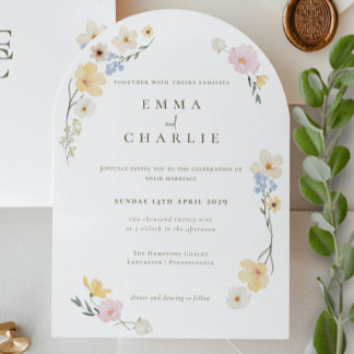 Chique Boho Pastel Wilde Bloemen Lente Zomer Bruil Kaart