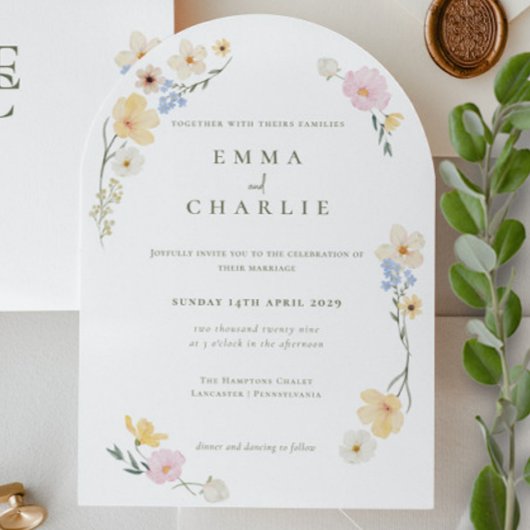 Chique Boho Pastel Wilde Bloemen Lente Zomer Bruil Kaart