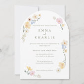 Chique Boho Pastel Wilde Bloemen Lente Zomer Bruil Kaart (Voorkant)