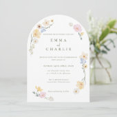 Chique Boho Pastel Wilde Bloemen Lente Zomer Bruil Kaart (Staand voorkant)