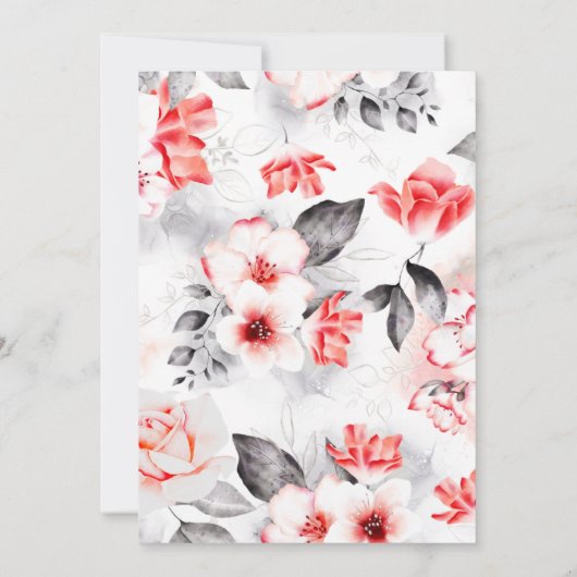 Chique Boho Rode Bloemen Quinceañera Kaart (Achterkant)